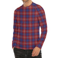 Red Blue And White Tartan Pattern Print Men's Long Sleeve Rash Guard