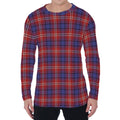 Red Blue And White Tartan Pattern Print Men's Long Sleeve T-Shirt
