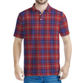 Red Blue And White Tartan Pattern Print Men's Polo Shirt