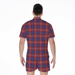 Red Blue And White Tartan Pattern Print Men's Rompers