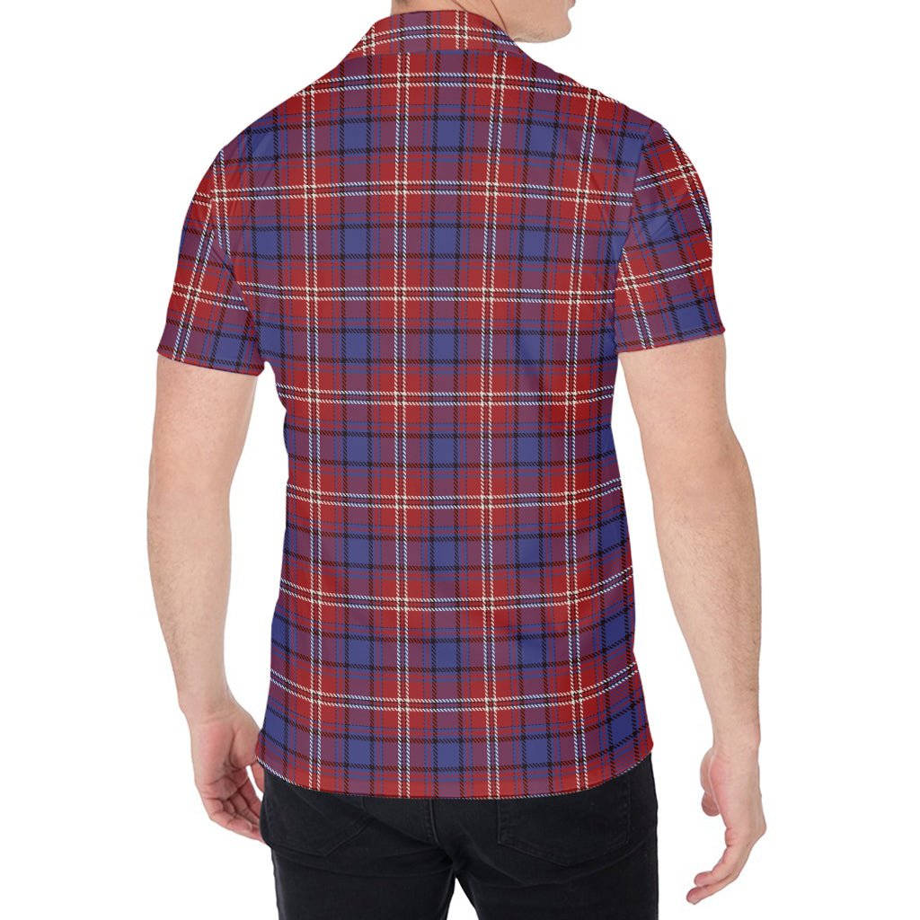 Red Blue And White Tartan Pattern Print Men's Shirt