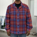 Red Blue And White Tartan Pattern Print Men's Shirt Jacket