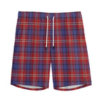 Red Blue And White Tartan Pattern Print Men's Sports Shorts