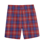 Red Blue And White Tartan Pattern Print Men's Sports Shorts