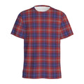 Red Blue And White Tartan Pattern Print Men's Athletic T-Shirt