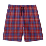 Red Blue And White Tartan Pattern Print Men's Swim Trunks