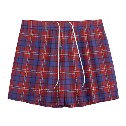 Red Blue And White Tartan Pattern Print Mesh Shorts