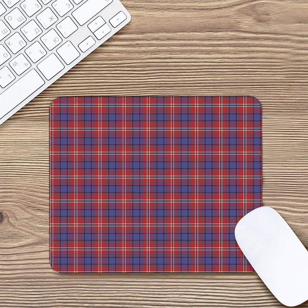 Red Blue And White Tartan Pattern Print Mouse Pad