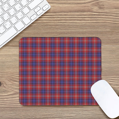 Red Blue And White Tartan Pattern Print Mouse Pad