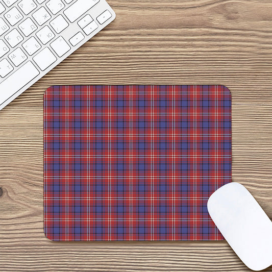 Red Blue And White Tartan Pattern Print Mouse Pad