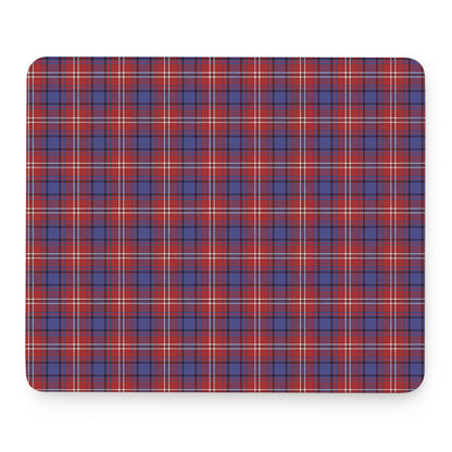 Red Blue And White Tartan Pattern Print Mouse Pad