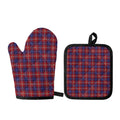 Red Blue And White Tartan Pattern Print Oven Mitt And Pot Holder Set