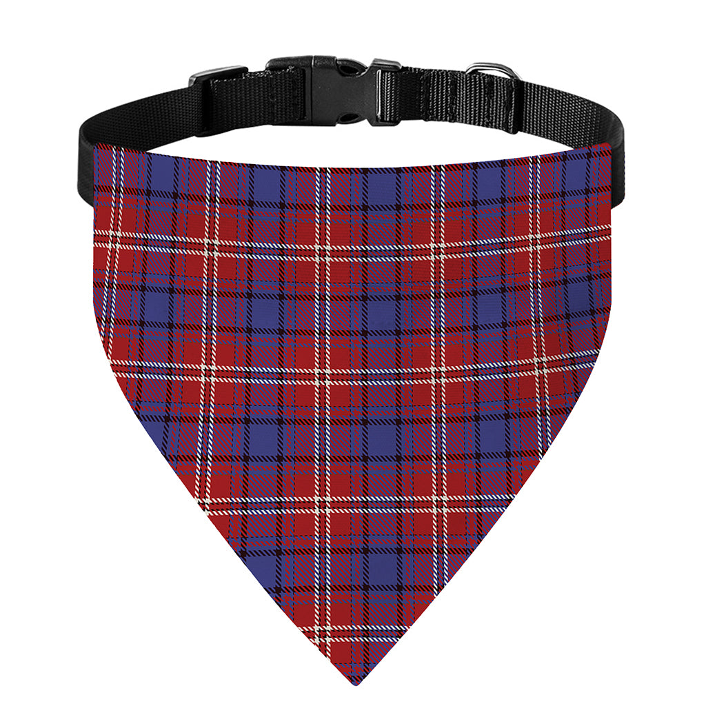 Red Blue And White Tartan Pattern Print Over The Collar Dog Bandana