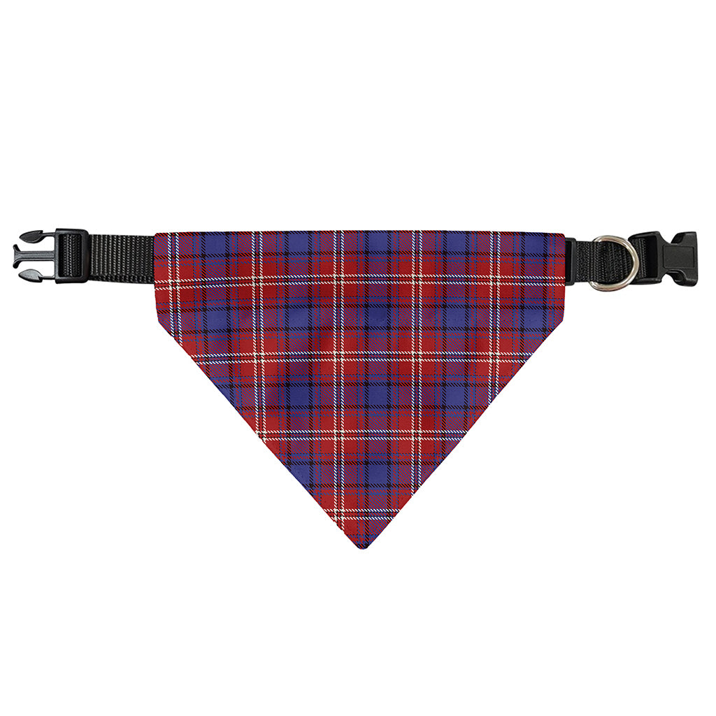 Red Blue And White Tartan Pattern Print Over The Collar Dog Bandana