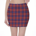 Red Blue And White Tartan Pattern Print Pencil Mini Skirt