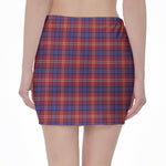 Red Blue And White Tartan Pattern Print Pencil Mini Skirt