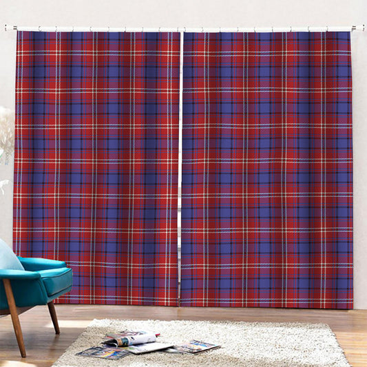 Red Blue And White Tartan Pattern Print Pencil Pleat Curtains