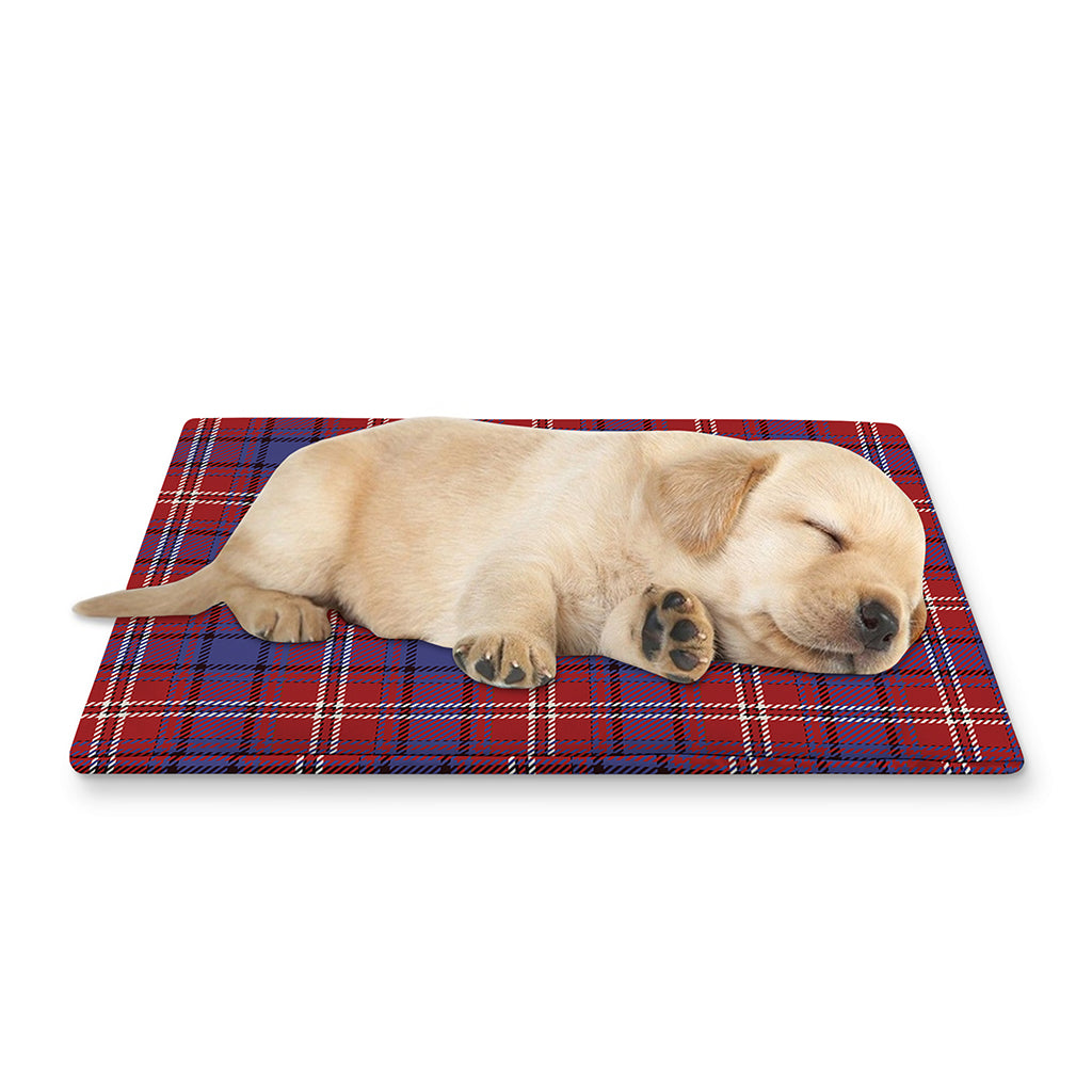Red Blue And White Tartan Pattern Print Pet Cooling Mat Cover