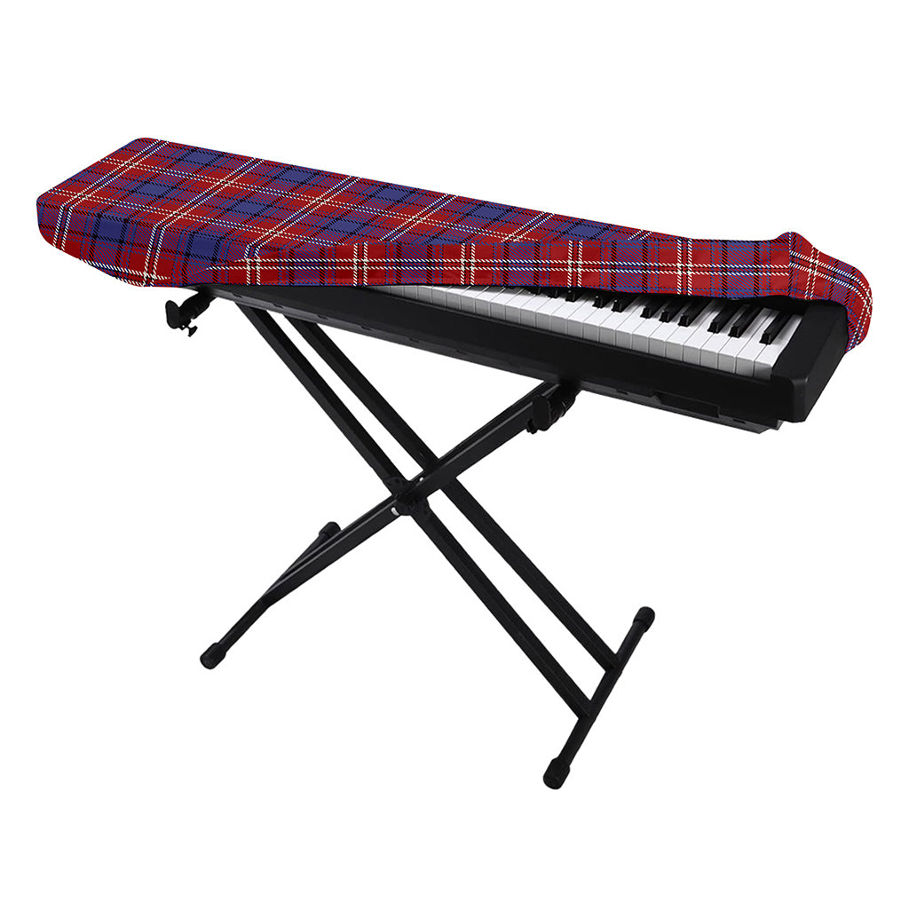 Red Blue And White Tartan Pattern Print Piano Keyboard Cover