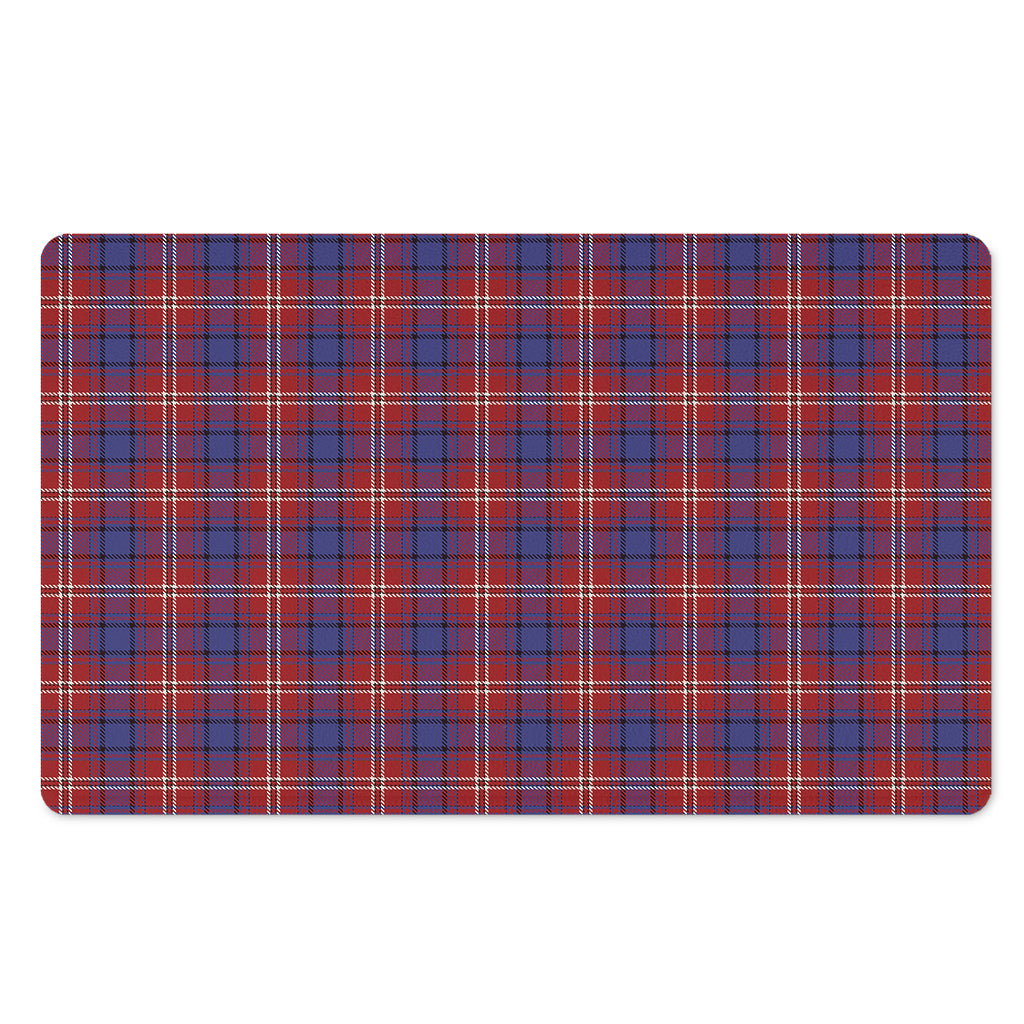 Red Blue And White Tartan Pattern Print Polyester Doormat