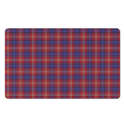 Red Blue And White Tartan Pattern Print Polyester Doormat