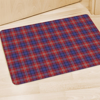 Red Blue And White Tartan Pattern Print Polyester Doormat