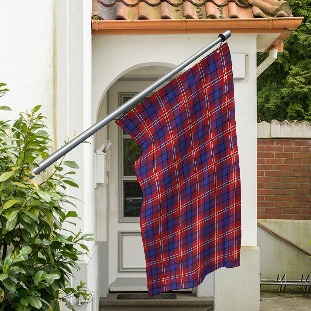 Red Blue And White Tartan Pattern Print Polyester Flag