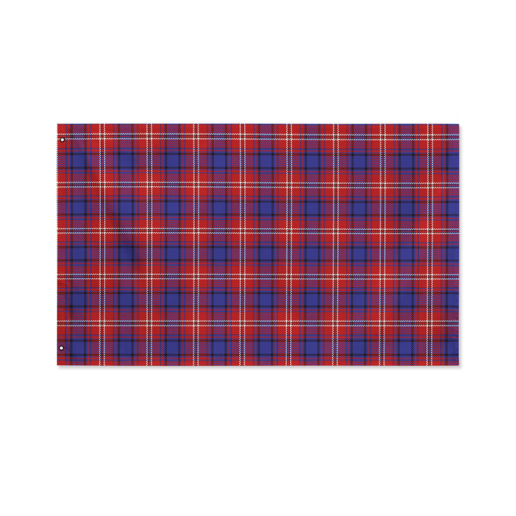 Red Blue And White Tartan Pattern Print Polyester Flag