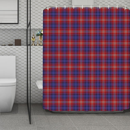 Red Blue And White Tartan Pattern Print Polyester Shower Curtain