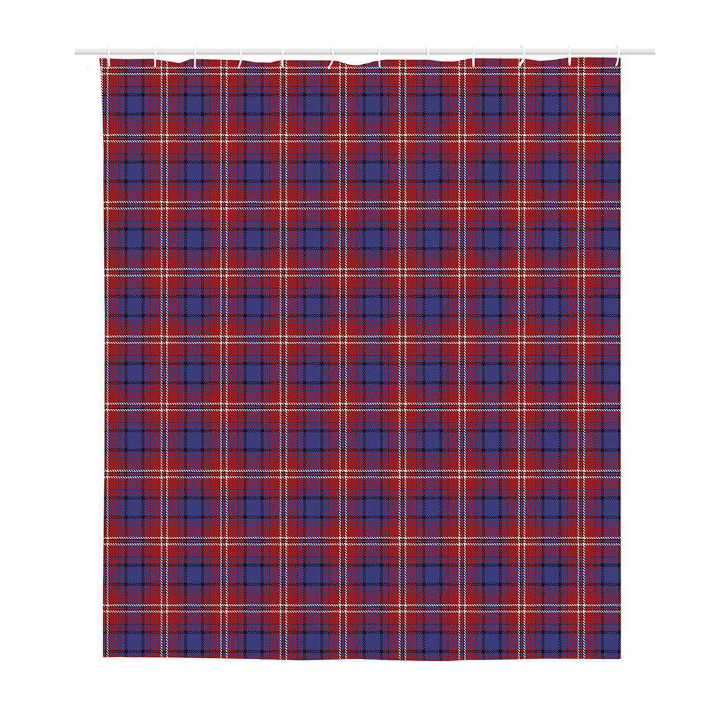 Red Blue And White Tartan Pattern Print Polyester Shower Curtain