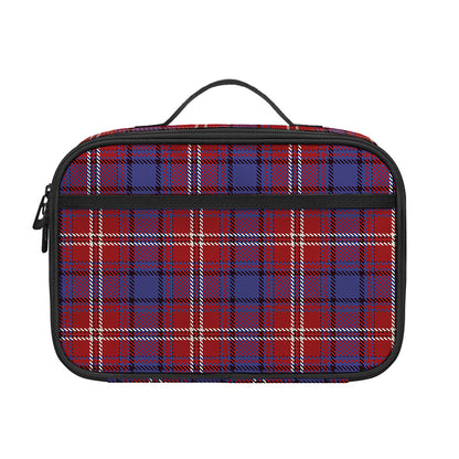 Red Blue And White Tartan Pattern Print Portable Lunch Bag