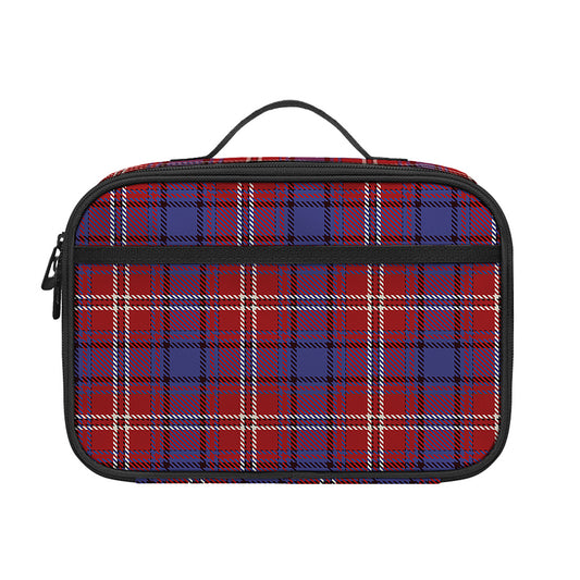 Red Blue And White Tartan Pattern Print Portable Lunch Bag