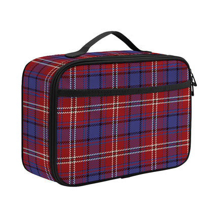 Red Blue And White Tartan Pattern Print Portable Lunch Bag