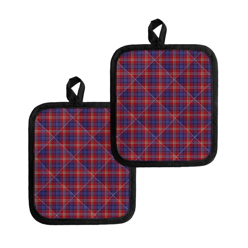 Red Blue And White Tartan Pattern Print Pot Holders