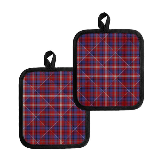 Red Blue And White Tartan Pattern Print Pot Holders