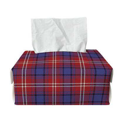 Red Blue And White Tartan Pattern Print Rectangle Tissue Box Cover