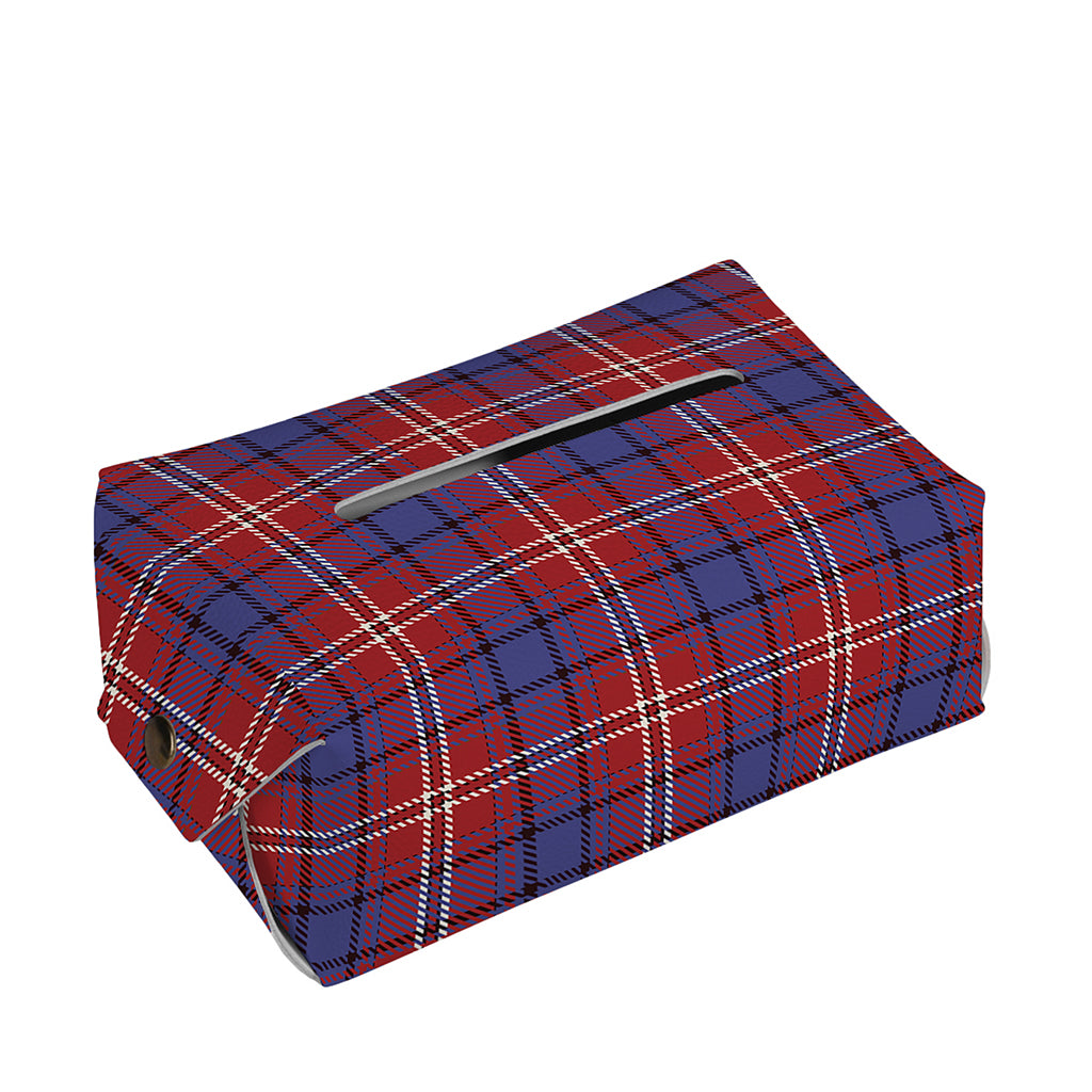 Red Blue And White Tartan Pattern Print Rectangle Tissue Box Cover