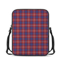 Red Blue And White Tartan Pattern Print Rectangular Crossbody Bag