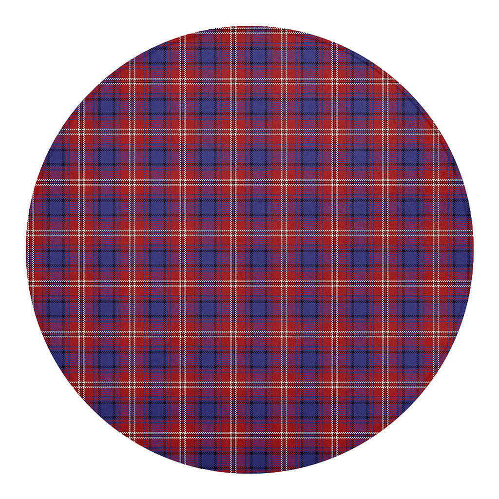 Red Blue And White Tartan Pattern Print Round Blanket