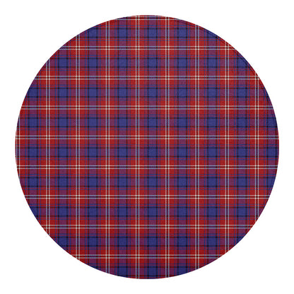 Red Blue And White Tartan Pattern Print Round Blanket