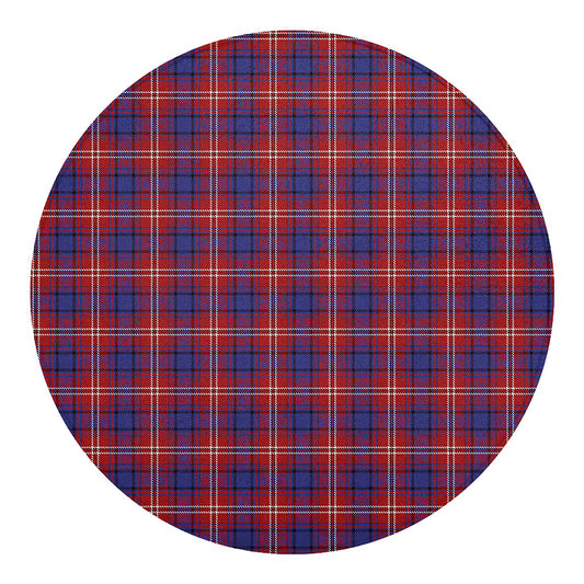 Red Blue And White Tartan Pattern Print Round Blanket