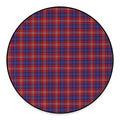 Red Blue And White Tartan Pattern Print Round Floor Mat