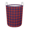 Red Blue And White Tartan Pattern Print Round Laundry Basket