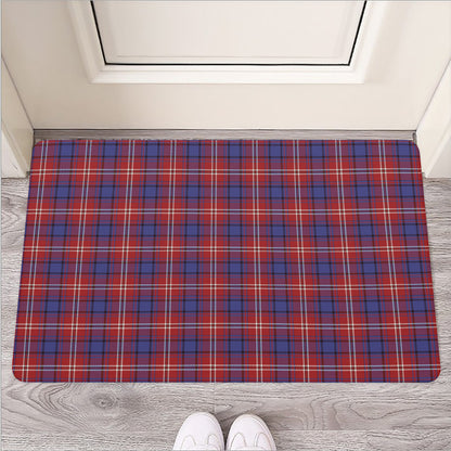 Red Blue And White Tartan Pattern Print Rubber Doormat