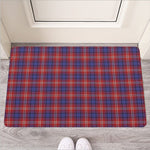 Red Blue And White Tartan Pattern Print Rubber Doormat