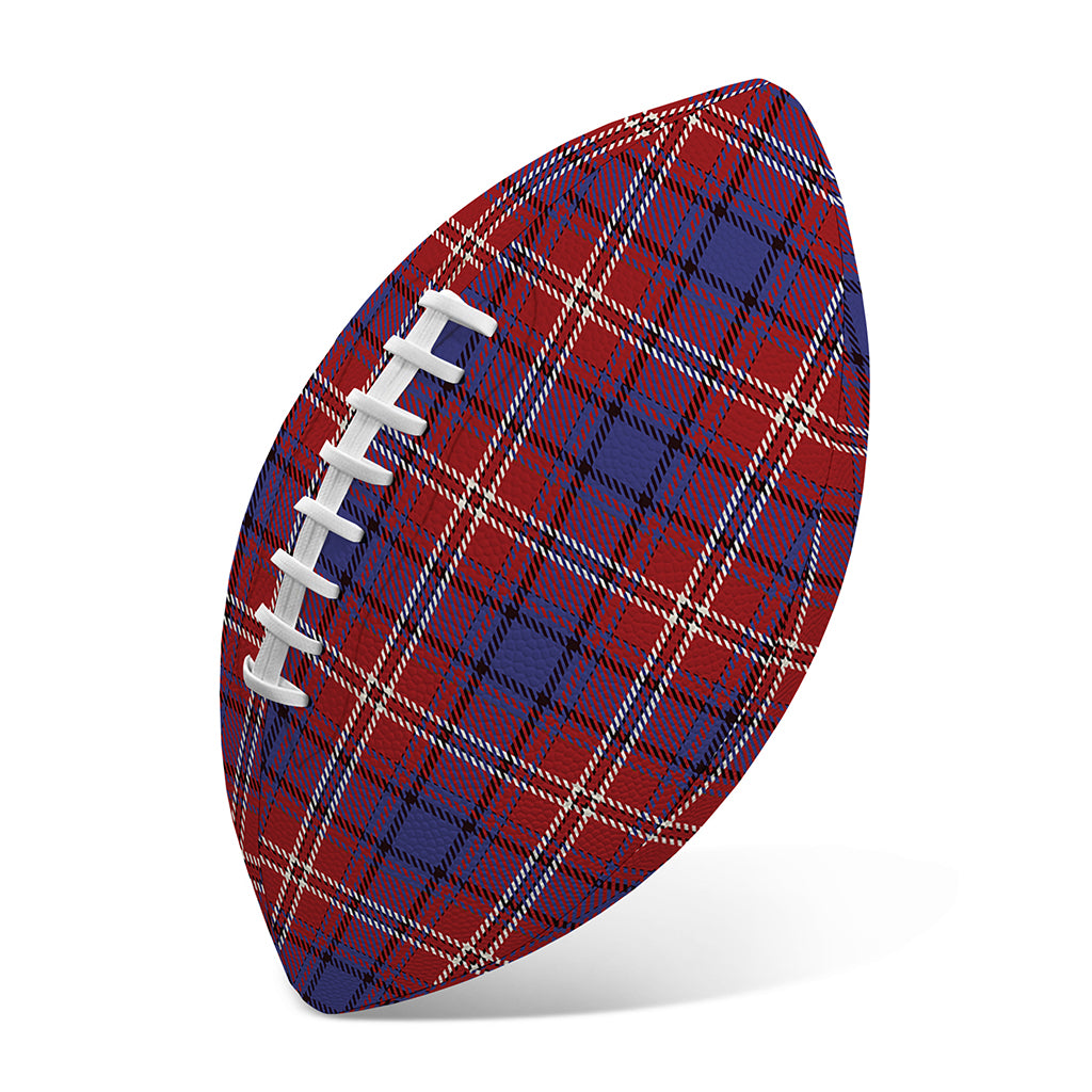 Red Blue And White Tartan Pattern Print Rugby Ball