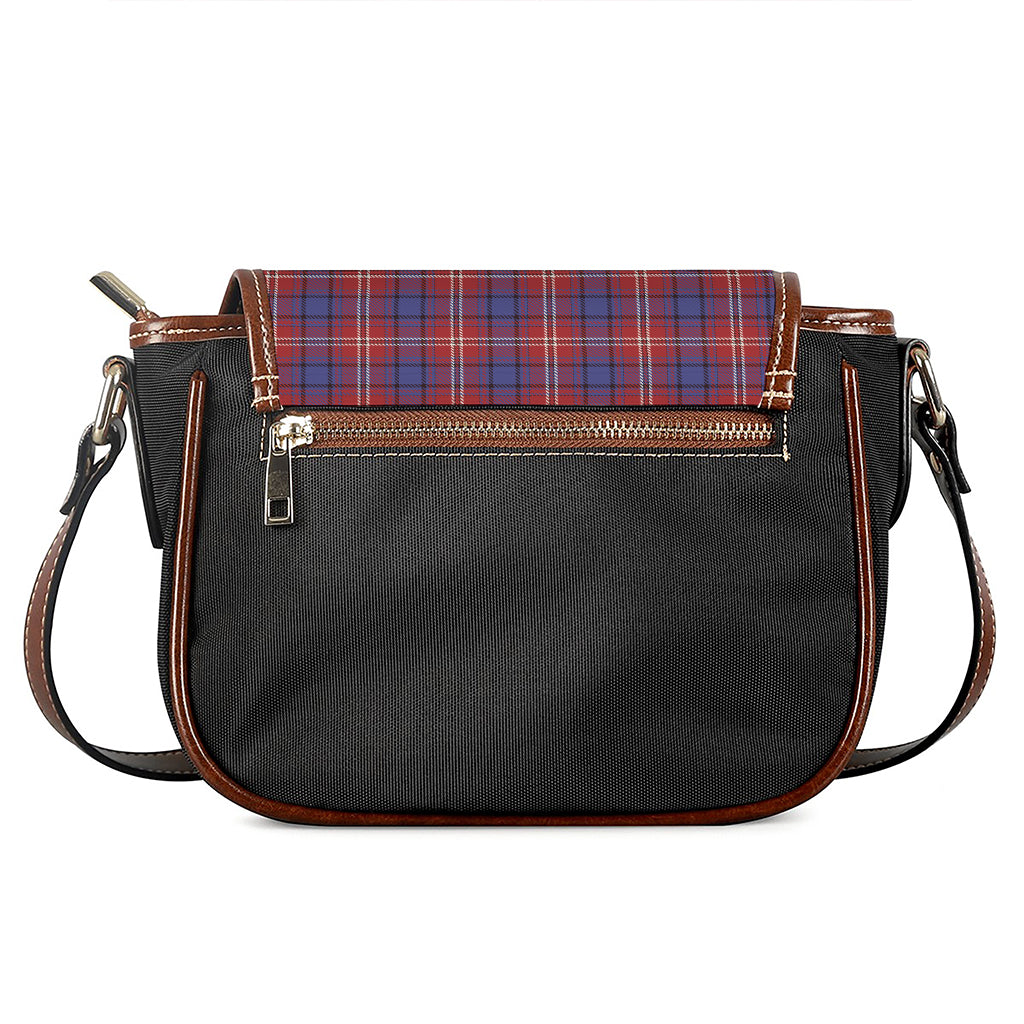 Red Blue And White Tartan Pattern Print Saddle Bag