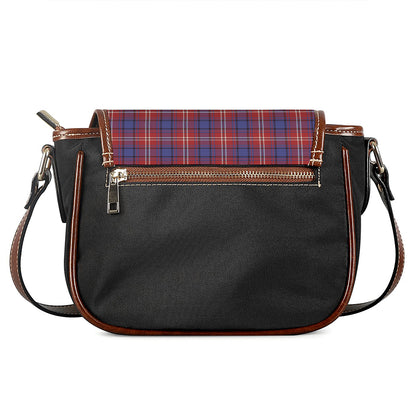 Red Blue And White Tartan Pattern Print Saddle Bag