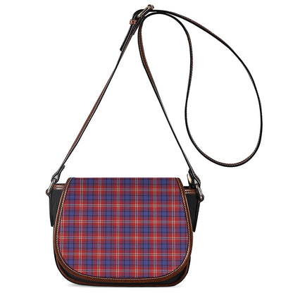 Red Blue And White Tartan Pattern Print Saddle Bag