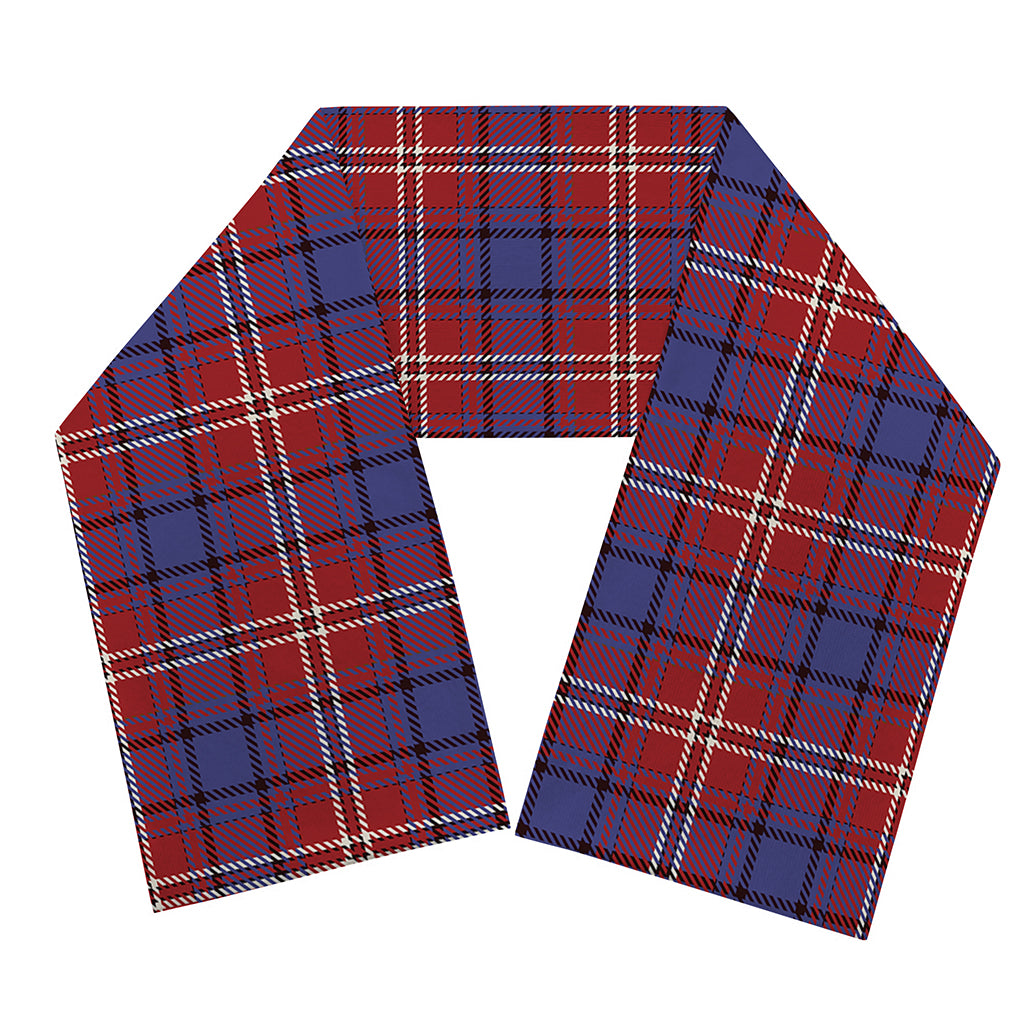 Red Blue And White Tartan Pattern Print Scarf